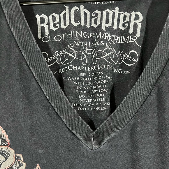 Womens Red chapter By Mark Palmer Shirt size XL Black Y2K Grunge - Picture 6 of 7